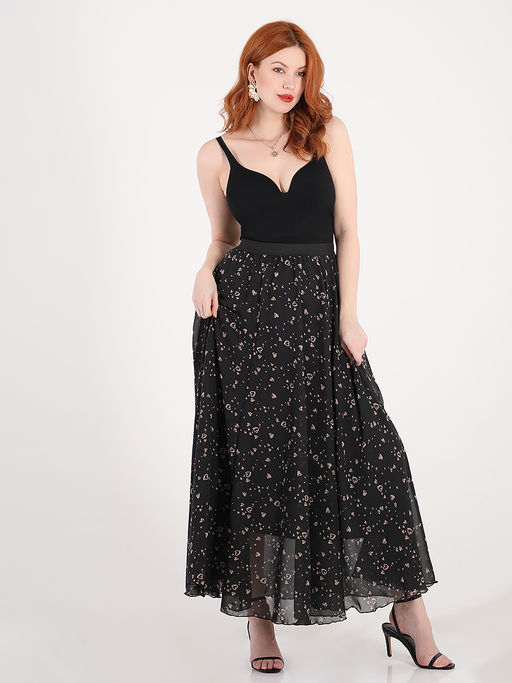 Длинная шифоновая юбка больших размеров полусолнце - Almond фото 3