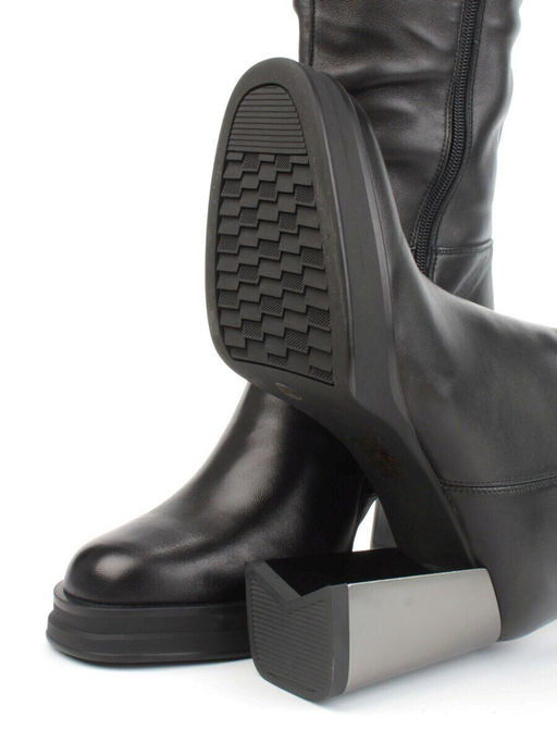 02-B6237-6051Z-6BM-1 BLACK Сапоги зимние женские (натуральная кожа, натуральный мех)