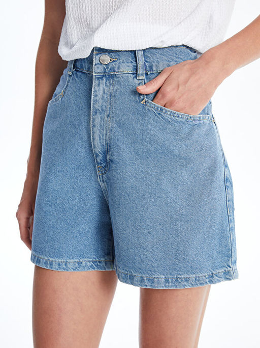 Kad?n Beli Lastikli D?z Jean ?ort