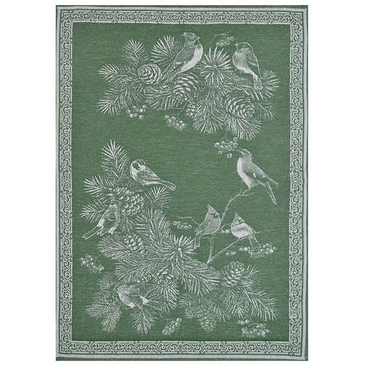 07с-39ЯК 50*70 Полотенце "Зимние птицы" цв. зеленый