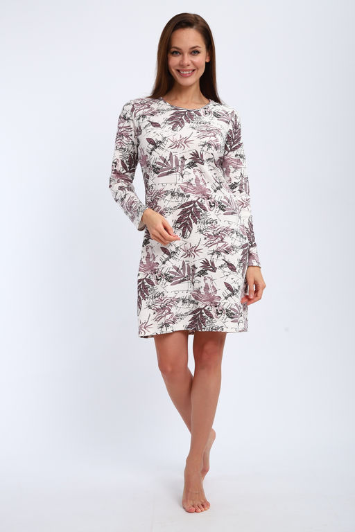 Ночная сорочка из интерлока длинный рукав Соня кофе