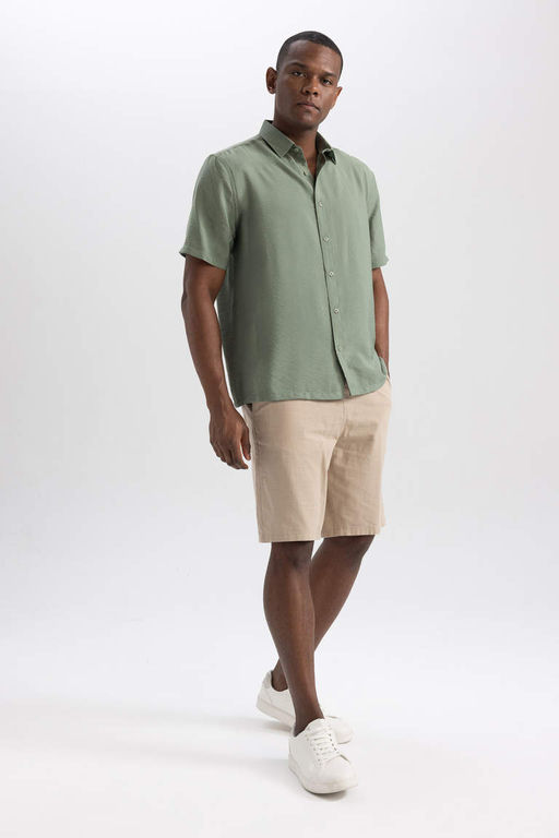 Рубашка из поплина с коротким рукавом стандартного кроя - Defacto фото 2