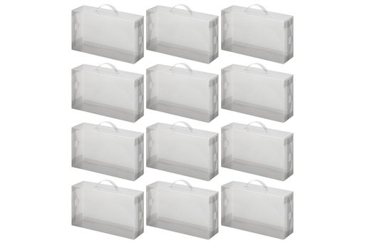 Набор 12 коробок для хранения женской обуви 30*18*10 см Прозрачные складные, с ручкой, дымчатые - Elan gallery фото 6