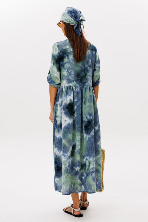 Платье Lars Style 1091 изумрудный мульти-принт