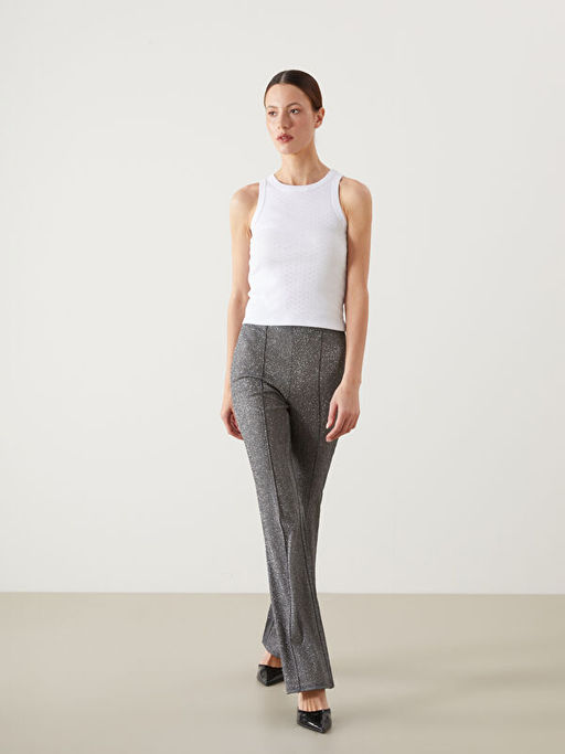 Ekstra Dar Fit Parlak G?r?n?ml? Kad?n Pantolon