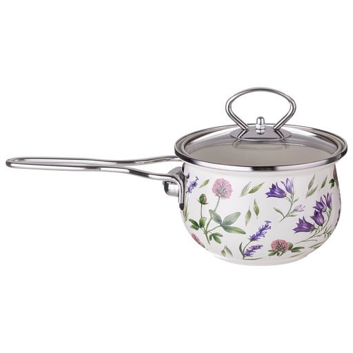 КОВШ ЭМАЛИРОВАННЫЙ СЕРИЯ FLOWER STORY 0,9Л, ДИА 14 СМ - Agness фото 3