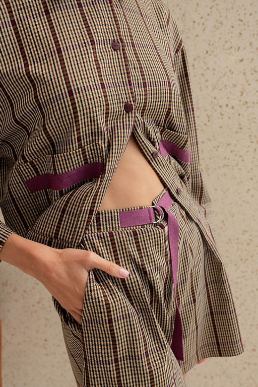 Шорты 56401 Бордовый клетка