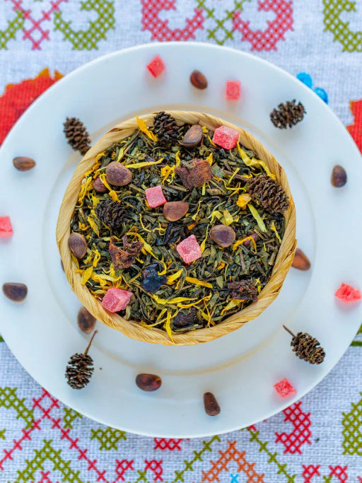 Зеленый ароматизированный чай GRUNBERG LITE Мишкино лукошко фото 8