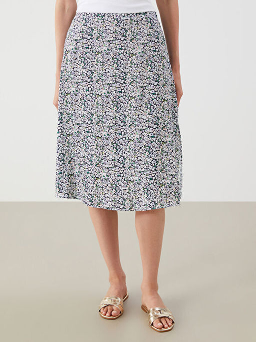 Beli Lastikli ?i?ekli A Kesim Etek