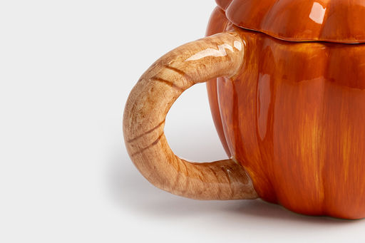 Кружка, 450 мл, с крышкой, керамика, оранжево-зеленая, Тыква, Bright pumpkin - Anna lafarg фото 4