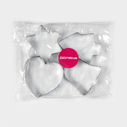 Цена за 2 шт. Формы для печенья новогодние Рождество, набор 4 шт., нержавеющая сталь, серебристые - Доляна фото 4