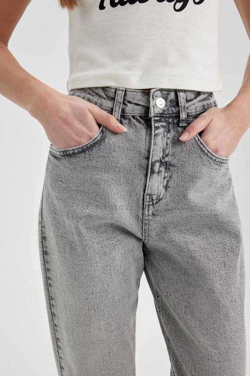 Lina Comfort Mom Fit Высокая удобная посадка Легкие узкие джинсовые брюки длиной до щиколотки - Defacto фото 5