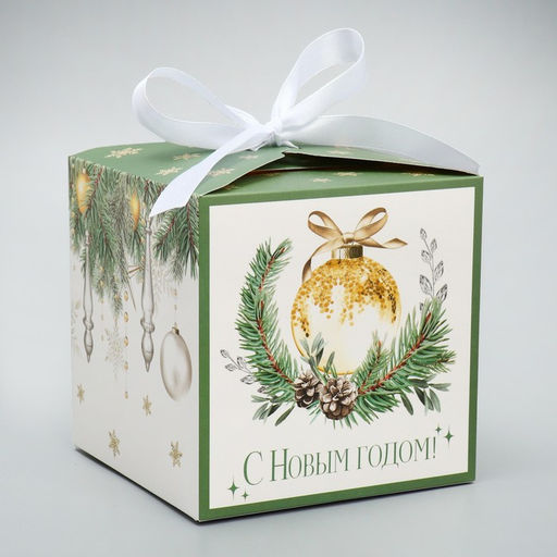 Цена за 3 шт. Коробка подарочная новогодняя складная «С Новым годом!», 12×12×12 см