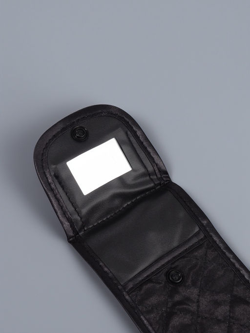 Цена за 3 шт. Набор кистей для макияжа SMOKY, 5 шт., футляр с зеркалом, чёрный