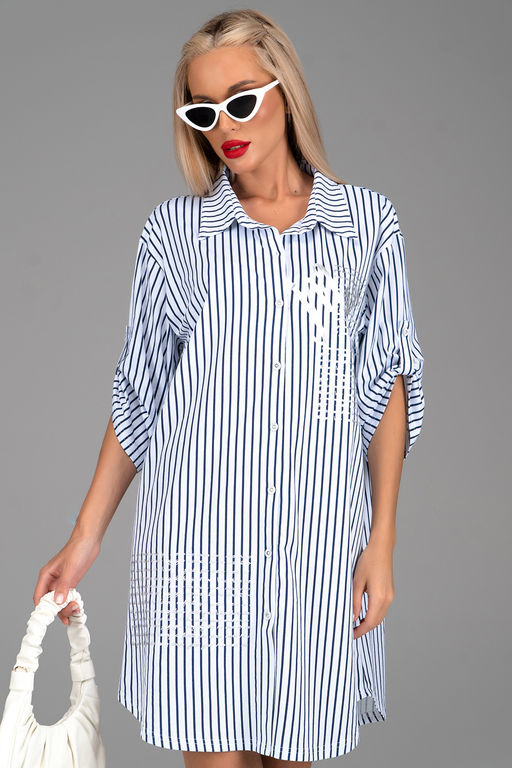 Платье  рубашка Молли (мелкая полоска) - Эльза фото 14
