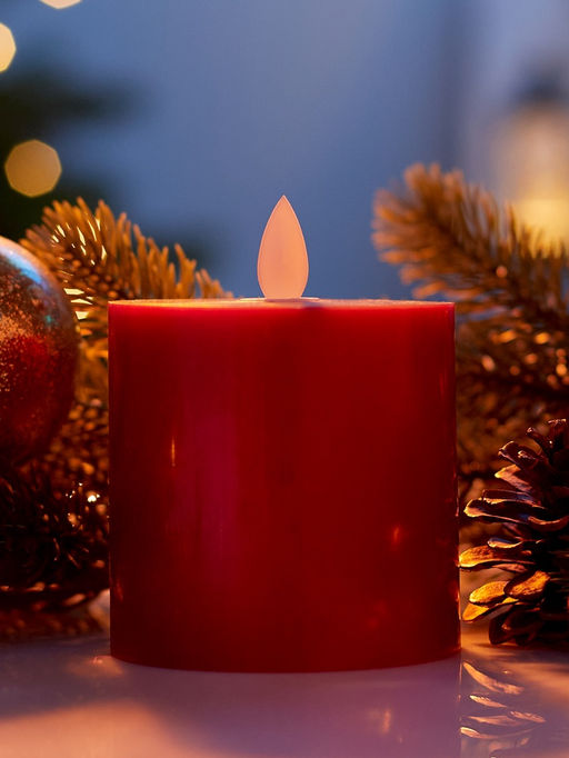 Светодиодная свеча восковая «Глубокий красный», 10×7 см, от батареек АААx3, свечение тёплое белое