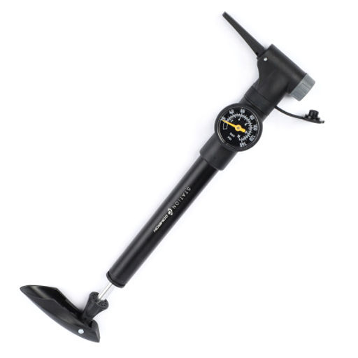 Велонасос COMIRON STATION с манометром, алюминиевый цилиндр, ручка литой пластик, Presta-Schrader, 8,6 бар. /уп 50 - Галеонтрейд фото 4