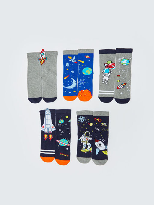 Desenli Erkek ?ocuk Soket ?orap 5li - Waikiki фото 2