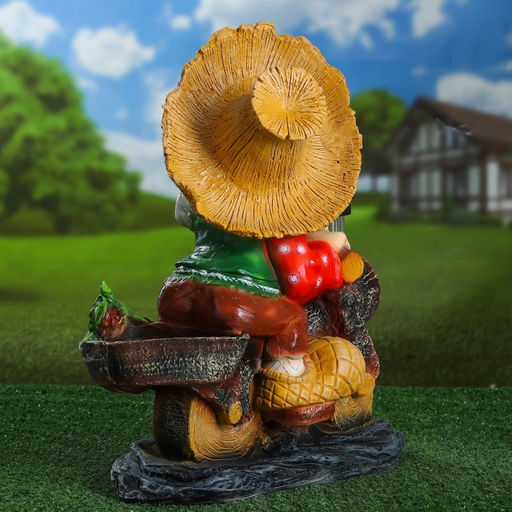 Садовая фигура - фонарь «Лесовик на велосипеде с фонарём» из полистоуна, 50 см, МИКС