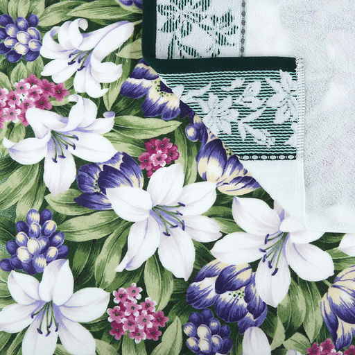 "Япония-2019" Полотенце махровое 70х140см, плотность 300гр/м2, 100% хлопок, "Лилия", зеленый, Bolangde (Китай)