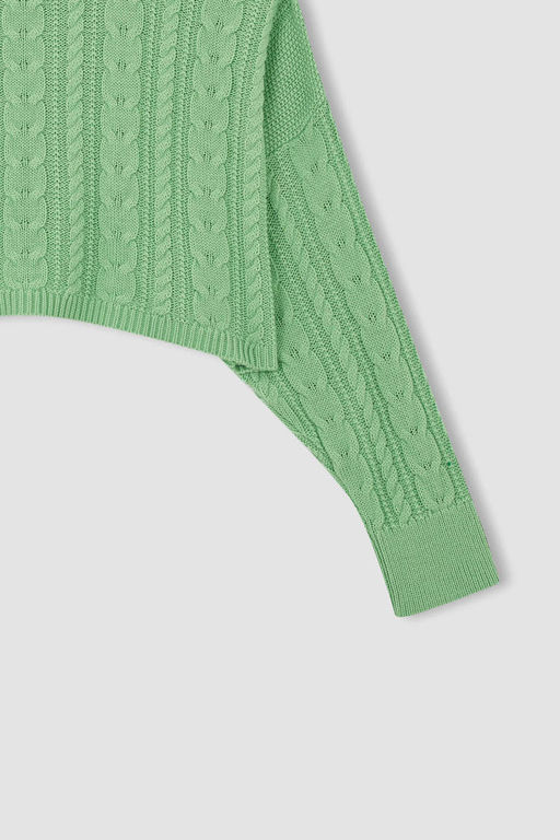 Укороченный вязаный свитер с вырезом лодочка Cool Relax Fit - Defacto фото 8