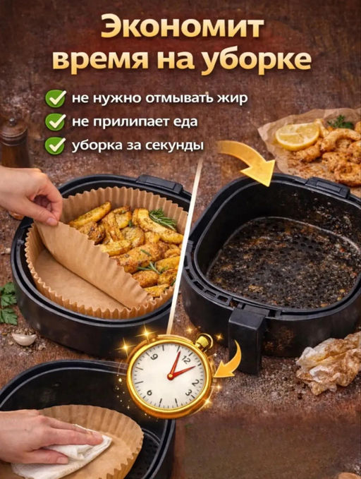 Одноразовые вкладыши для аэрогриля (50шт) (3788) 20*4,5см (круг) - Мой органайзер фото 9