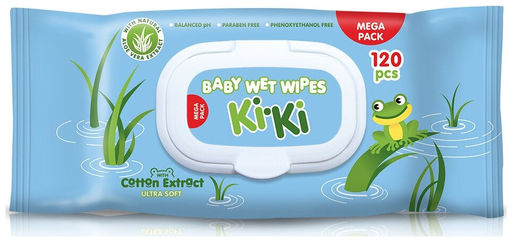 Салфетки влажные детские 0+ Ki-Ki с Aloe Vera & Ultra Soft Cotton extract 120