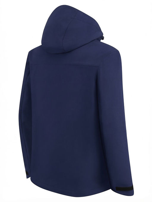 Ветровка мужская софтшелл виндстоппер с капюшоном спортивная темно-синего цвета 9615_1TS