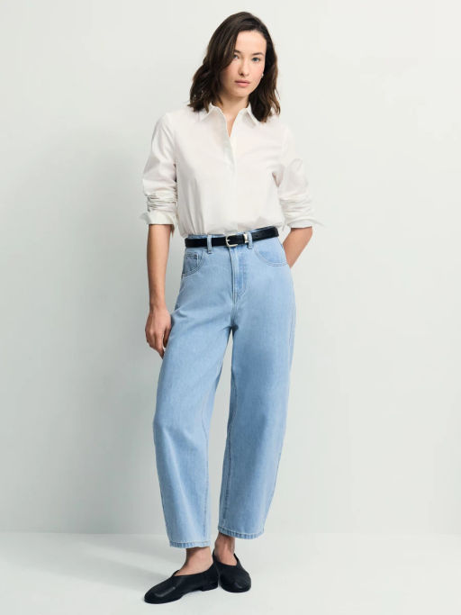 Джинсы barrel с высокой посадкой укороченные / Zarina