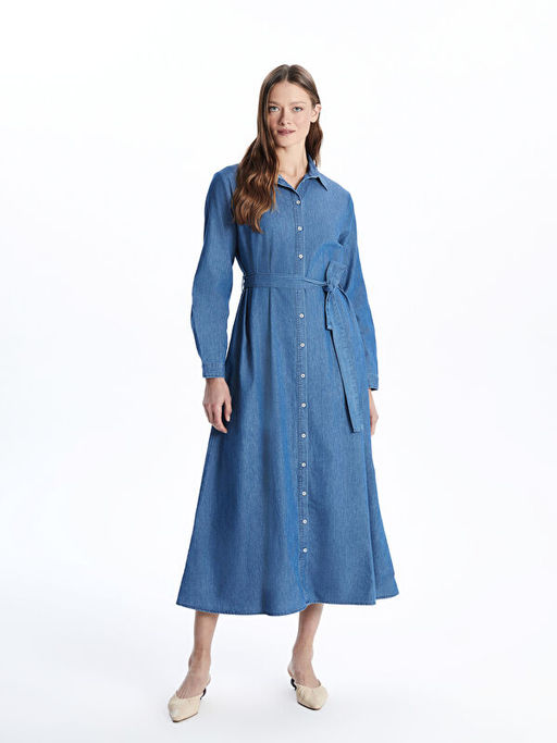 G?mlek Yaka Kad?n Jean Elbise