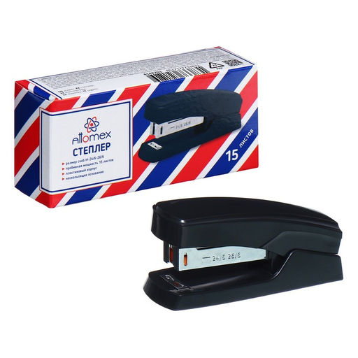 Цена за 2 шт. Степлер № 24/6 и 26/6, до 15 листов, Attomex, чёрный