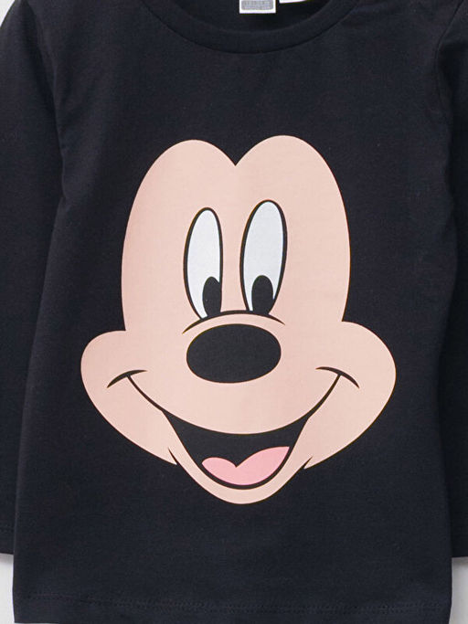 Bisiklet Yaka Uzun Kol Mickey Mouse Bask?l? Pamuklu Erkek Bebek Pijama Tak?m? - Waikiki фото 3