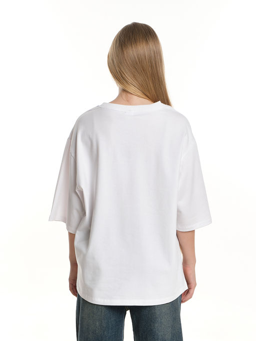 Футболка оверсайз с принтом 22-7453 белый - Mini maxi фото 3