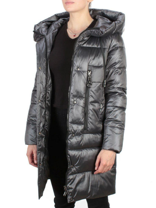 6809 DARK GREY Пальто зимнее женское KARERSITER (200 гр. холлофайбер) - Fashion фото 7