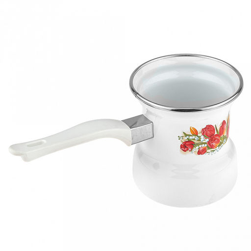 "Ласковый май" Кофеварка эмалированная 0,4л, д9см, h10см, пластмассовая фиксированная ручка, нержавеющий ободок (Россия)