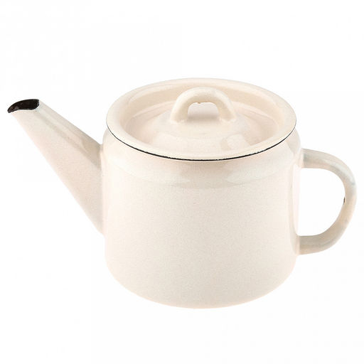 "Жемчужная" Чайник эмалированный 1л, д12см, h10,2см, металлическая крышка, металлическая фиксированная ручка (Россия)