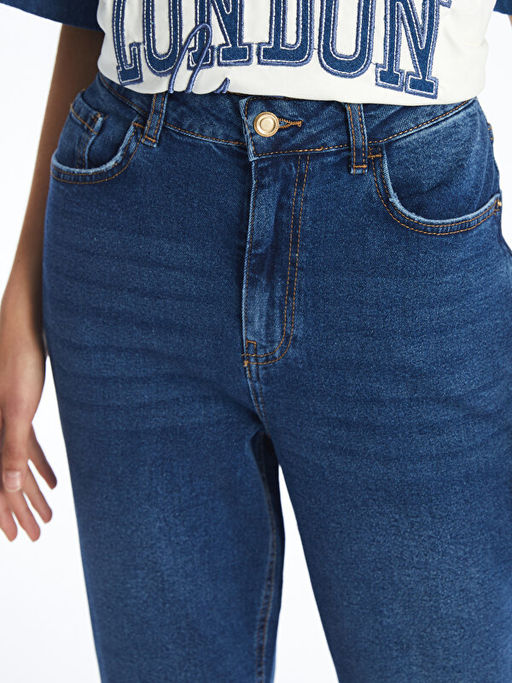 Y?ksek Bel Slim Mom Kad?n Jean Pantolon