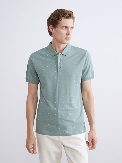 Polo Yaka Desenli Pike Erkek Ti??rt