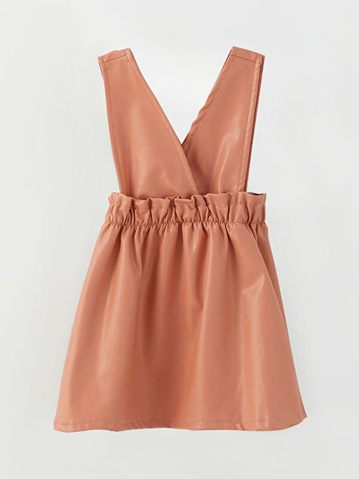 V Yaka Deri G?r?n?ml? K?z Bebek Elbise ve K?lotlu ?orap 2li - Waikiki фото 2