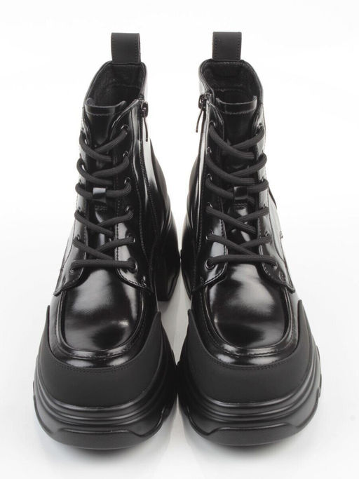 01-F591-1 BLACK Ботинки демисезонные женские (натуральная кожа, искусственная кожа)