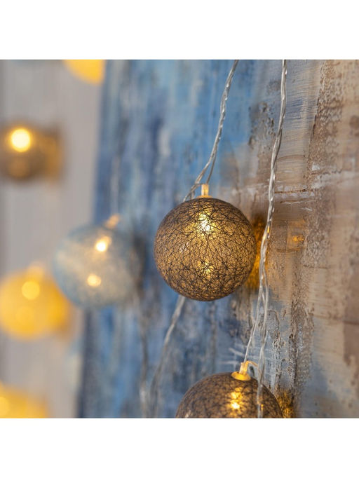 Гирлянда Нить 5 м с насадками Клубки небесные, IP20, прозрачная нить, 20 LED, свечение тёплое белое, 220 В - Luazon lighting фото 8