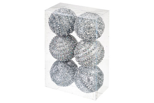 Набор 6 новогодних шаров 9,5*9,5 см Серебряный узор - Elan gallery фото 6