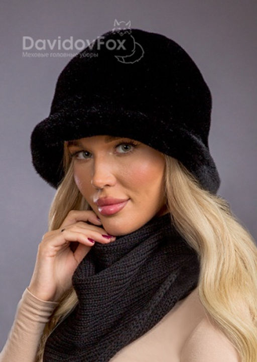 Шапка Шляпка экомех капор блэк