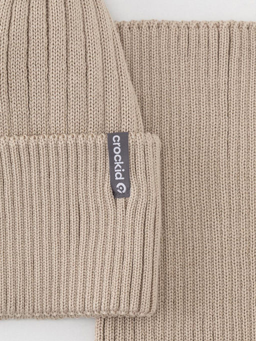 Crockid _ КВ 22012/25/светло-бежевый комплект дет (шапка, шарф-снуд)  фото 2