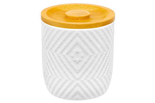 Банка д/сыпучих продуктов 450 мл 9,5*9,5*10,5 см + бамбук. крышка с силик. упл.