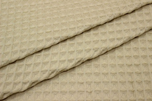 Вафельное премиум-полотно Бохо цв.бежево-желтый, ш.1.5м, хлопок-100%, 240гр/м.кв - Купава фото 3