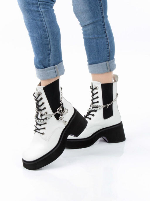 01-GZ6190-L61 WHITE Ботинки демисезонные женские (натуральная кожа) - Фабричный китай фото 2