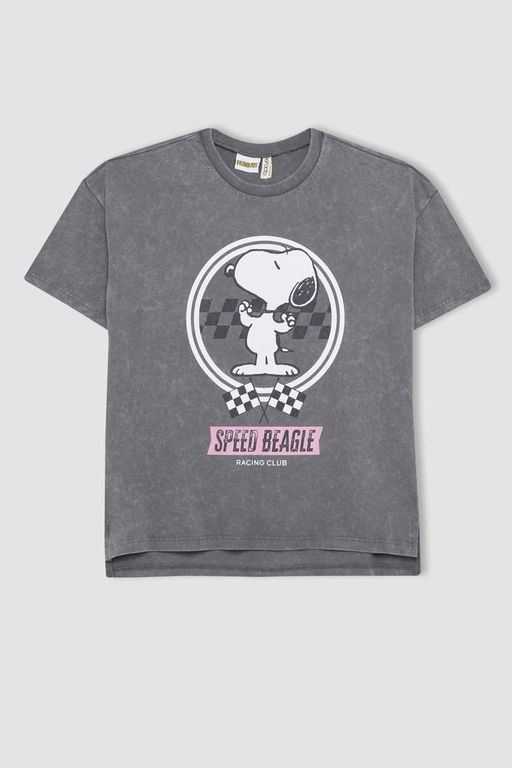 Футболка Oversize с короткими рукавами Snoopy для девочек - Defacto фото 9