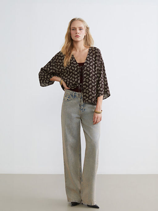 Ba?lamal? Yaka Oversize Kad?n Kimono