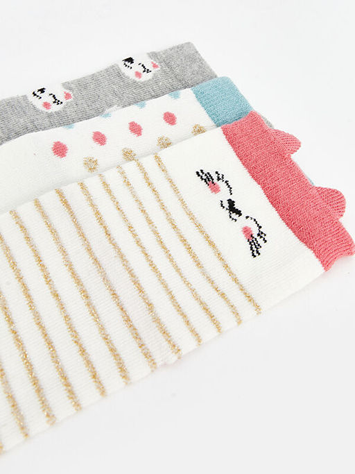 Bask?l? K?z Bebek Soket ?orap 3l?